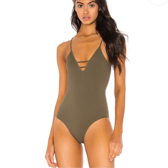 Free People fp movement dance all night one piece bodysuit green olive NWOT - Picture 1 of 10